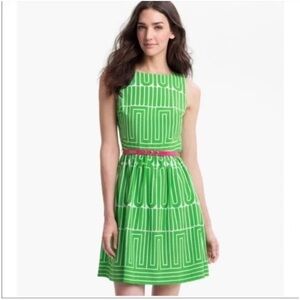 Trina Turk Green and Pink Geometric Dress